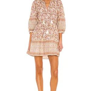 Cleobella Rosy Puff Sleeve Boho Floral Print Mini Dress Size Large